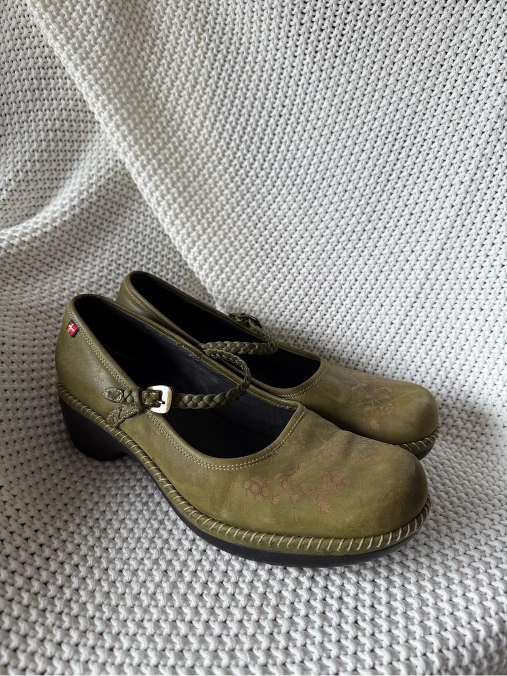 Ecco Olive Braided Strap Mary Jane Heels